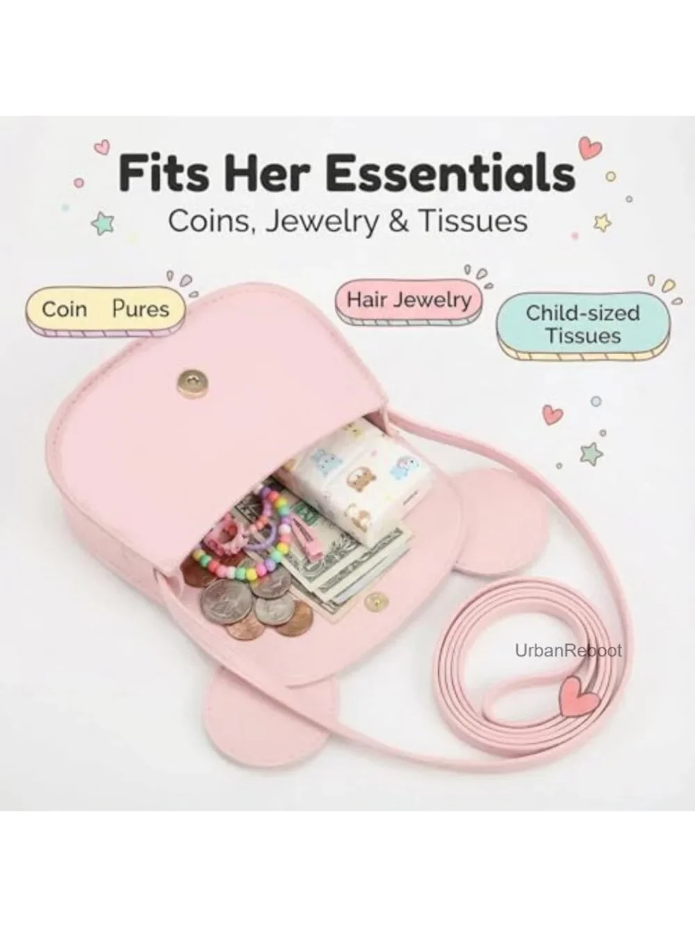 Toddler Girls Purse Set with Hair Clip & Sunglasses